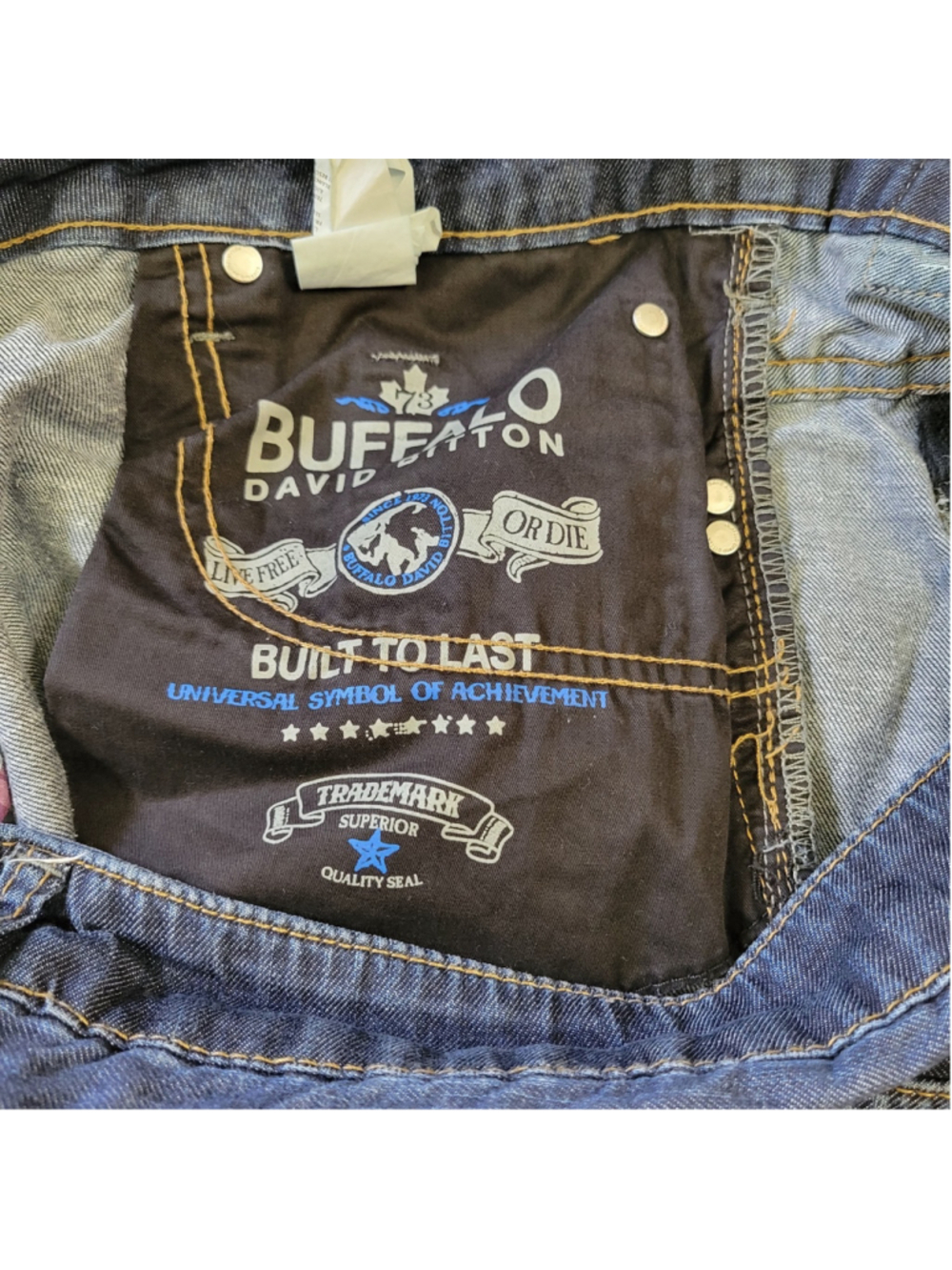 Buffalo David Bitton Straight Six Jeans 36/30 Blue Stretch Button Fly Straight - Picture 9 of 10